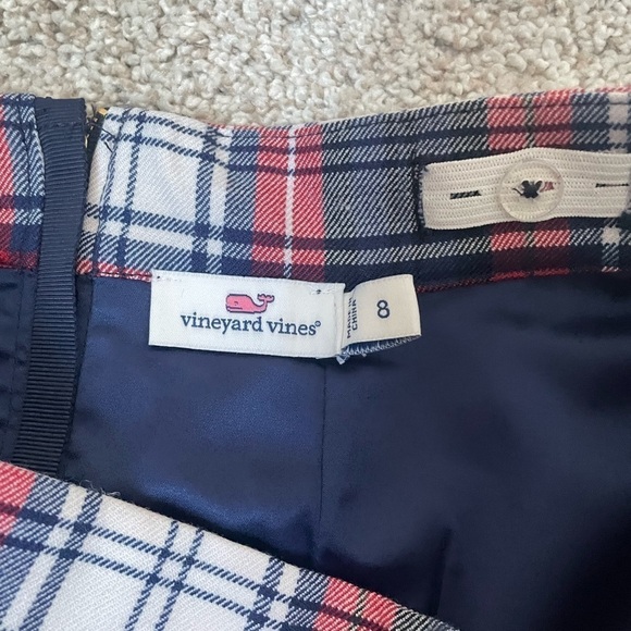 Vineyard Vines girls 8 faux wrap plaid wool skirt classic red blue uniform - Picture 2 of 9